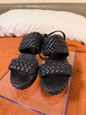 AEROSOLES Black Woven Platform Sandals